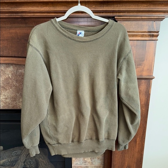 Vintage army green Champion pullover sweatshirt USA made medium *stain* - Picture 1 of 13